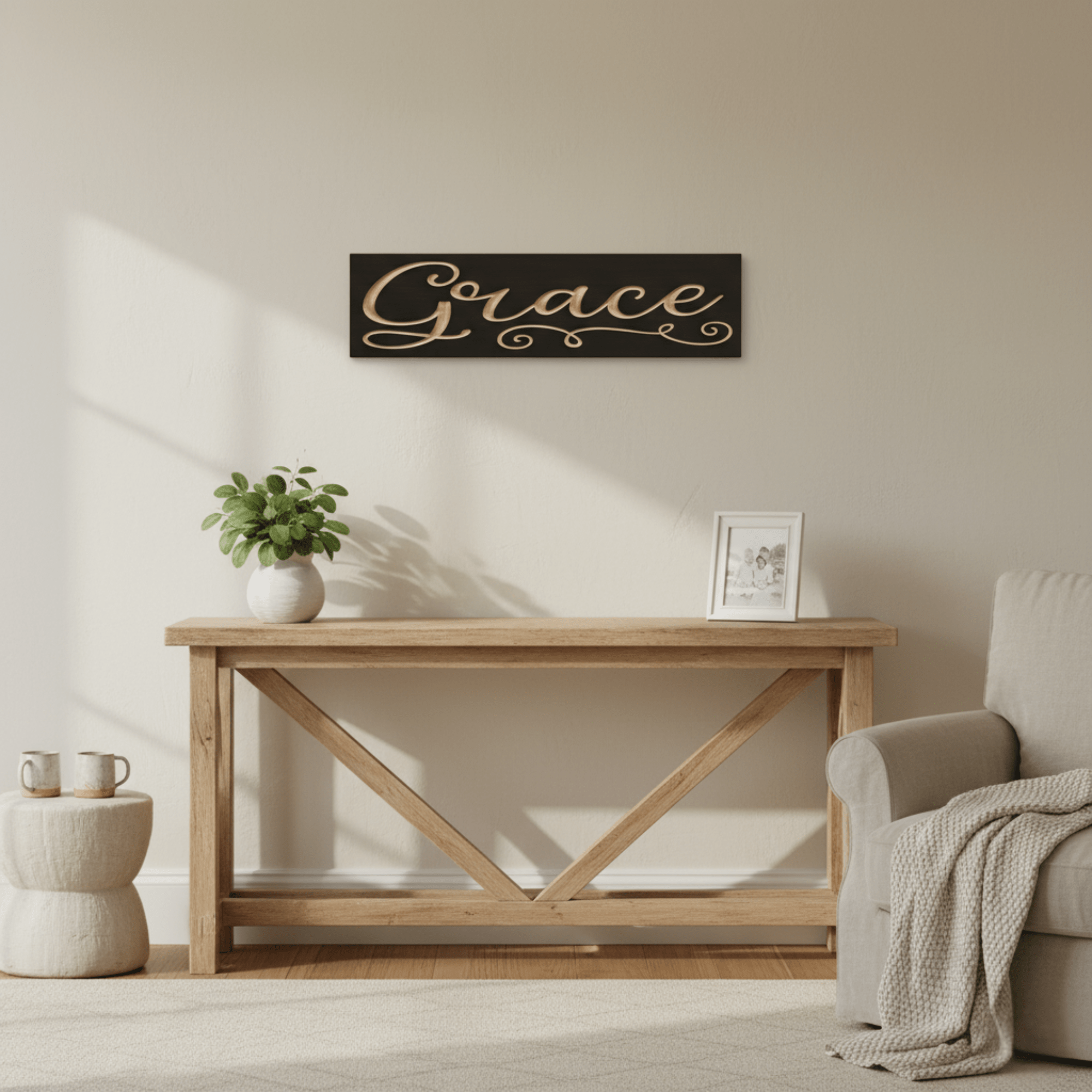 grace-wooden-sign-cnc-carved-lettering-detail - grace wooden sign wood sign by Bluegrass Gifts, handmade in Kentucky