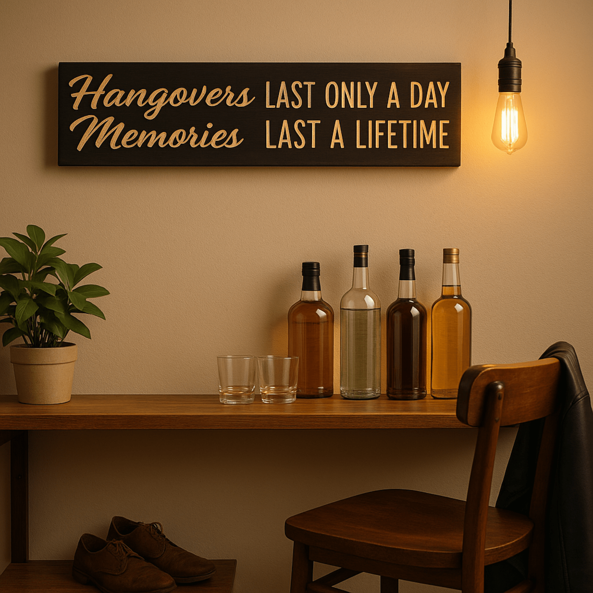 bluegrass-gifts-wooden-sign-us-vs-them - hangovers last only a day wood sign by Bluegrass Gifts, handmade in Kentucky