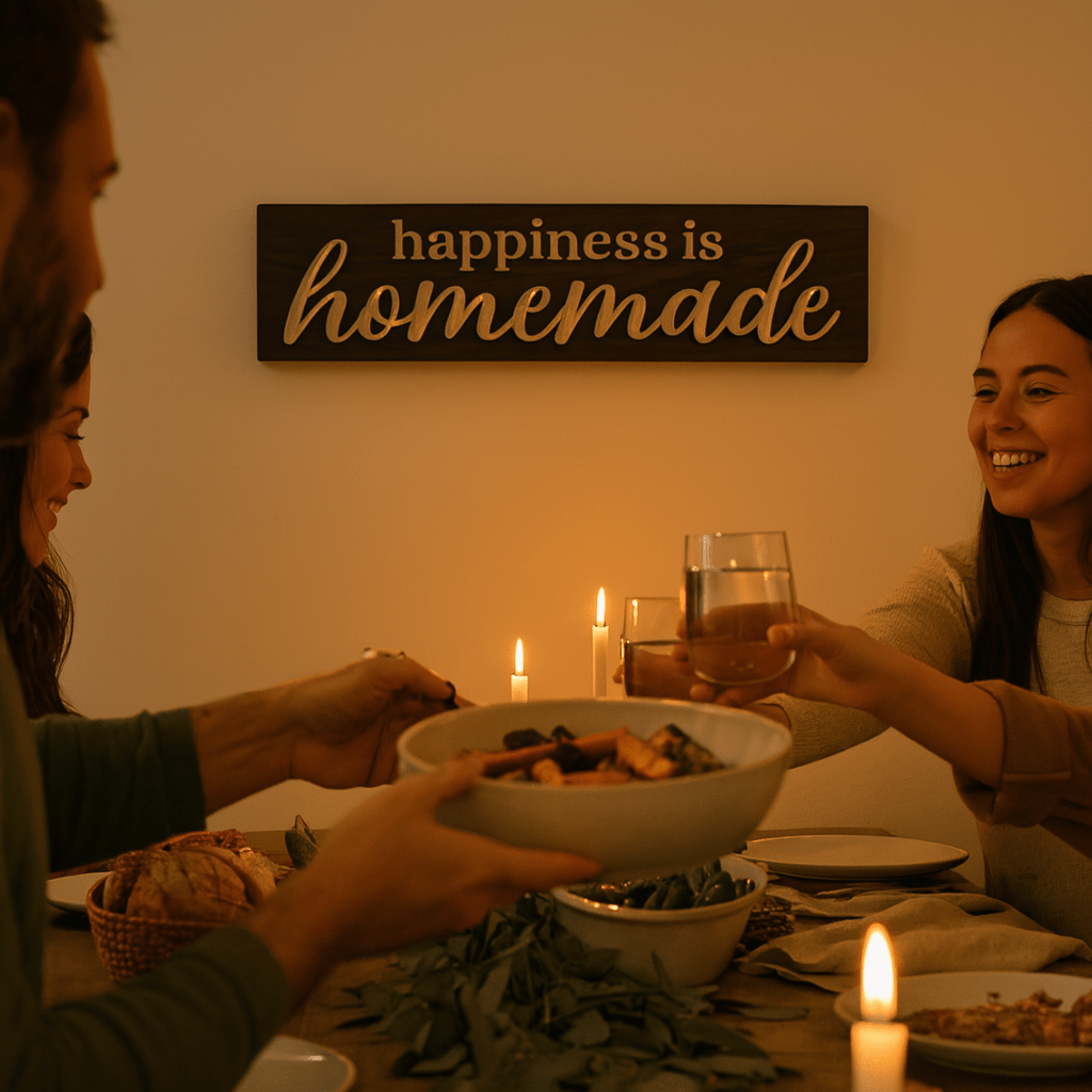 happiness-is-homemade-wood-sign-angled-cnc-carved - happiness is homemade wood sign by Bluegrass Gifts, handmade in Kentucky