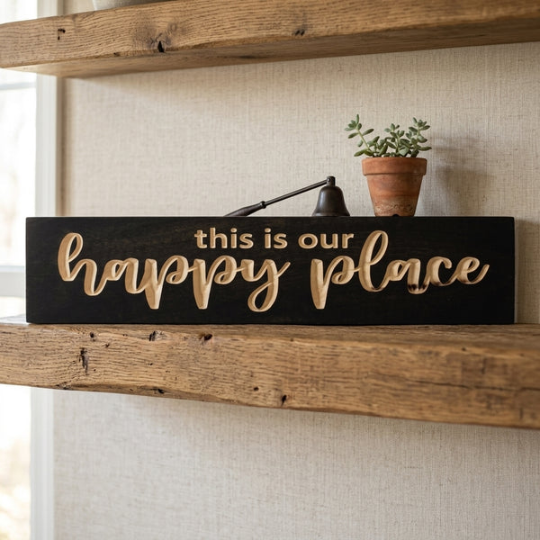 Camper Sign — This Is Our Happy Place | Carved Wood