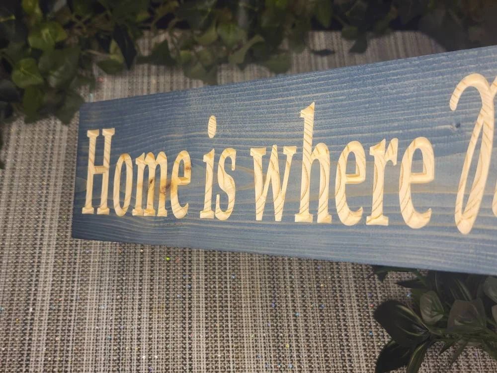 home is where mom is wood sign - mothers day gift sign - CNC-carved by Bluegrass Gifts