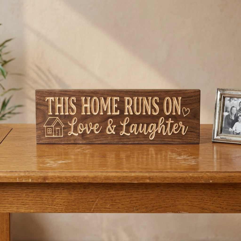 Family Room Sign — This Home Runs On Love & Laughter