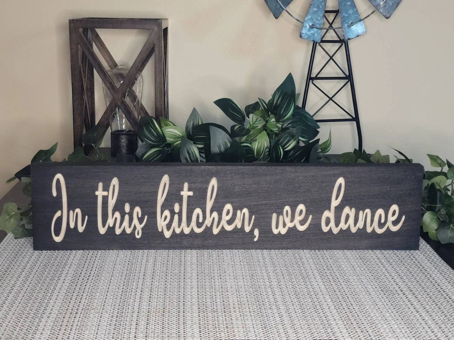 in the kitchen we dance wood sign - farmhouse kitchen sign - CNC-carved by Bluegrass Gifts
