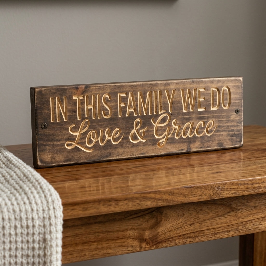 Family Rules Sign — In This Family We Do Love & Grace