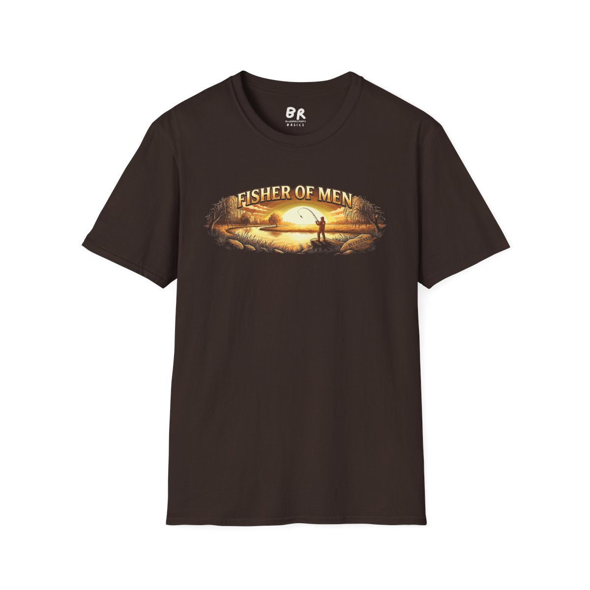 Jesus Shirt for Men — "Fisher of Men" Faith Graphic Tee in Dark Chocolate