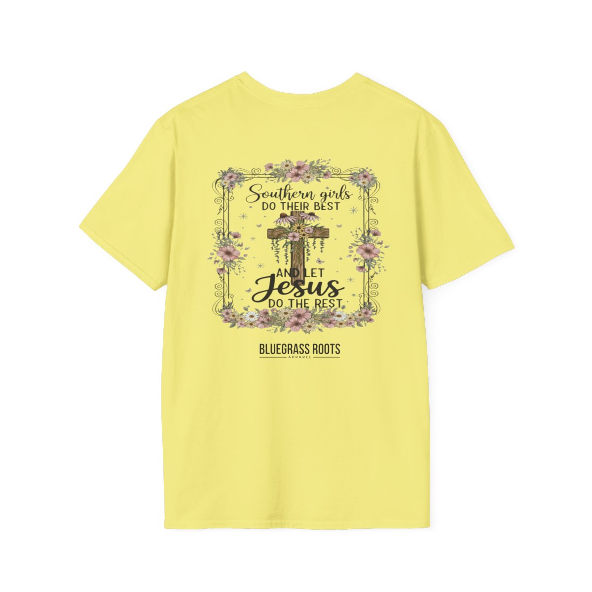 Jesus Shirt for Women — "Southern Girls & Jesus" Floral Tee in Cornsilk