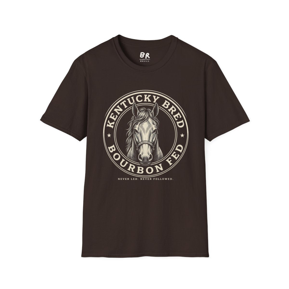 Kentucky T Shirt — "Kentucky Bred, Bourbon Fed" Horse Tee in Dark Chocolate