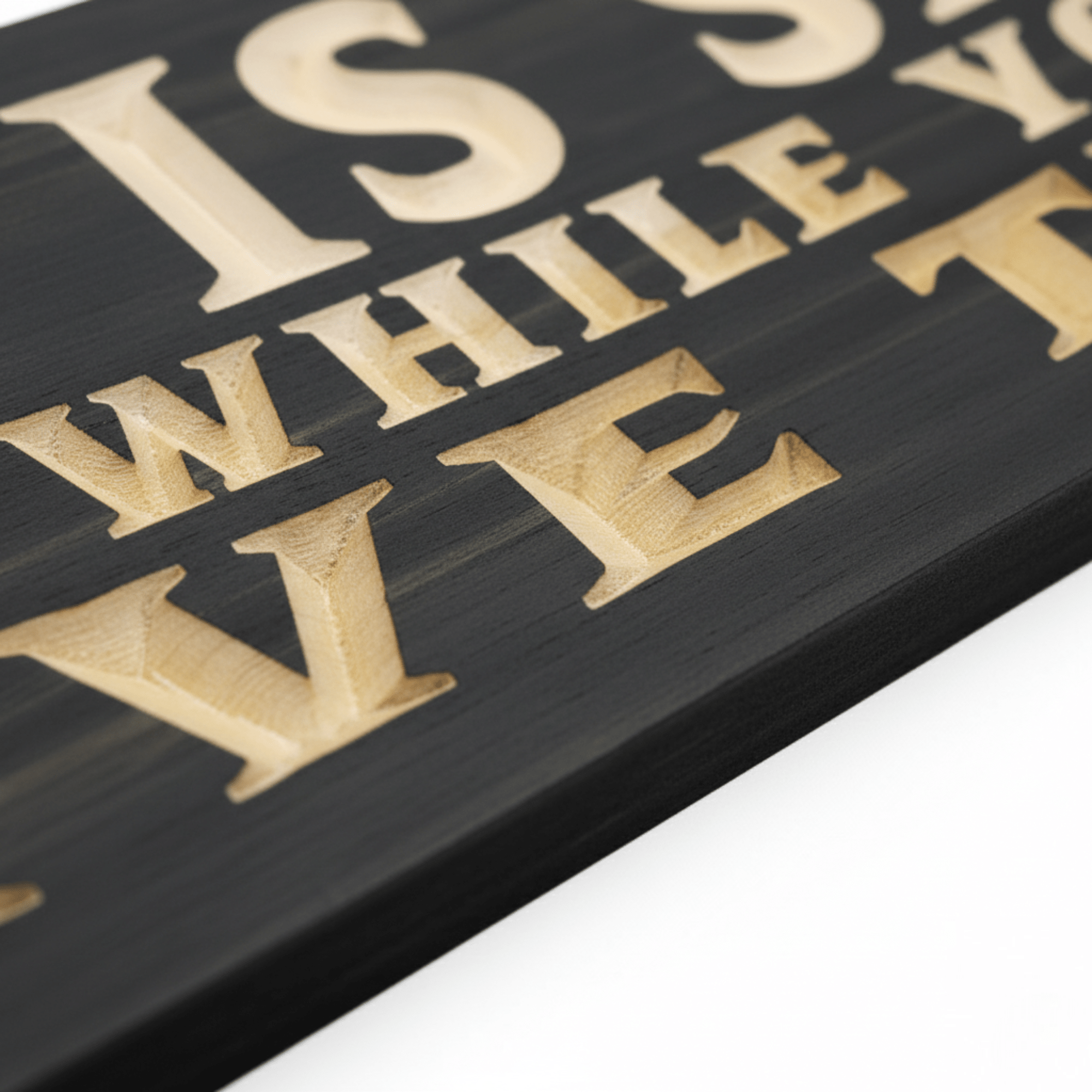 Life Is Short Smile While You Still Have Teeth Wood Si - wooden sign angled view showing 3D carved letters by Bluegrass Gifts