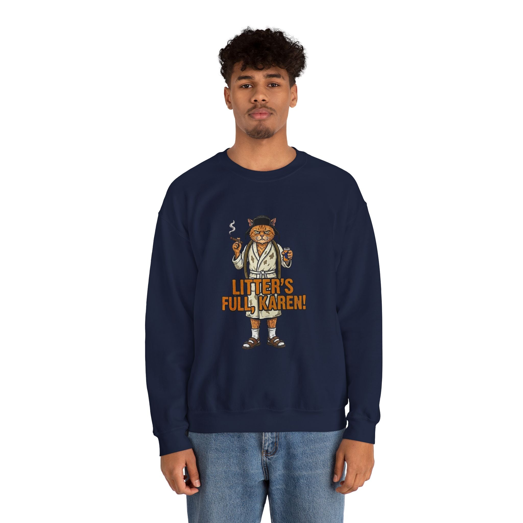 Litters Full: The Official Uniform of Holiday Chaos Crewneck Sweats - crewneck sweatshirt additional angle by Bluegrass Gifts