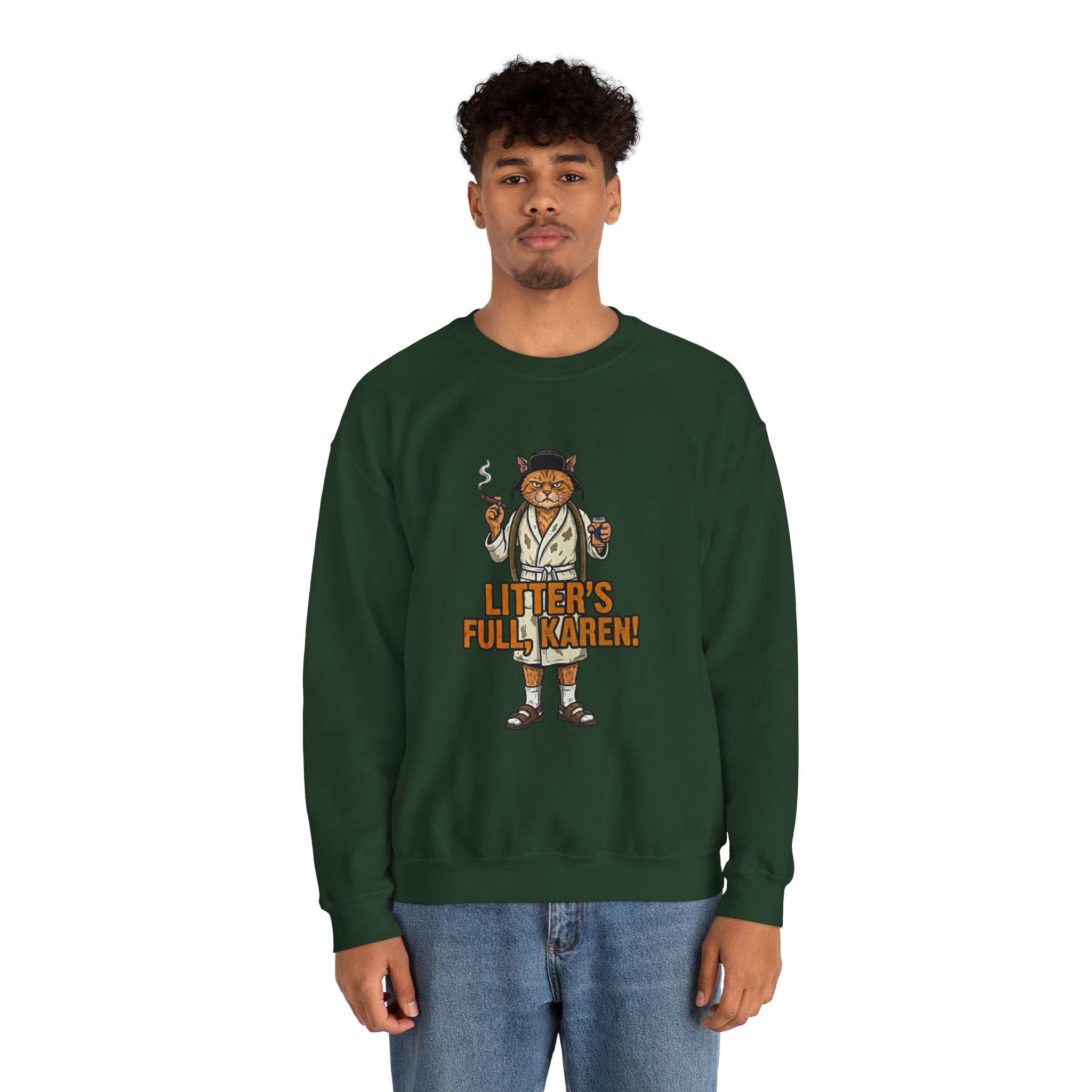 Litters Full: The Official Uniform of Holiday Chaos Crewneck Swe - heavyweight fleece fabric weight detail by Bluegrass Gifts