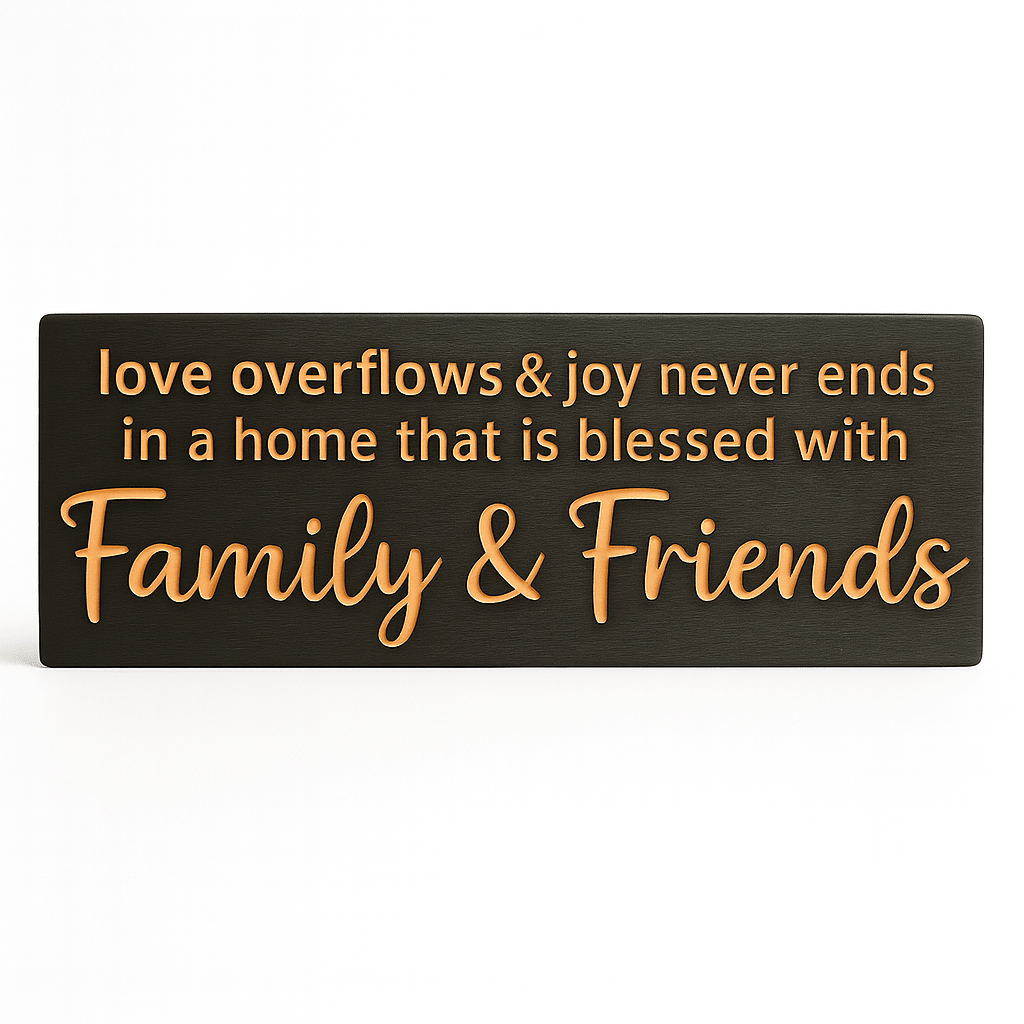 love-overflows-family-friends-sign-angled - love overflows and joy never wood sign by Bluegrass Gifts, handmade in Kentucky