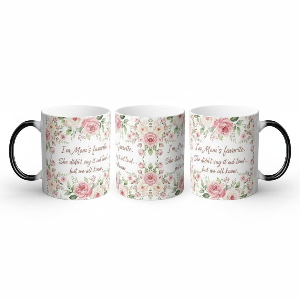 I’m Mom’s Favorite Magic Mug – Funny Floral Heat-Reveal Coffee Cup