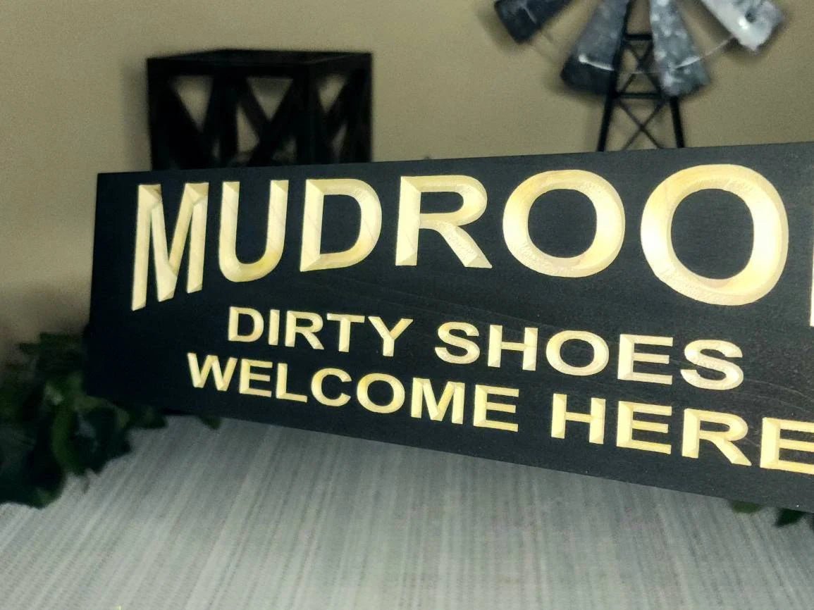 mudroom dirty shoes welcome here wood sign - farmhouse wood sign - CNC-carved by Bluegrass Gifts