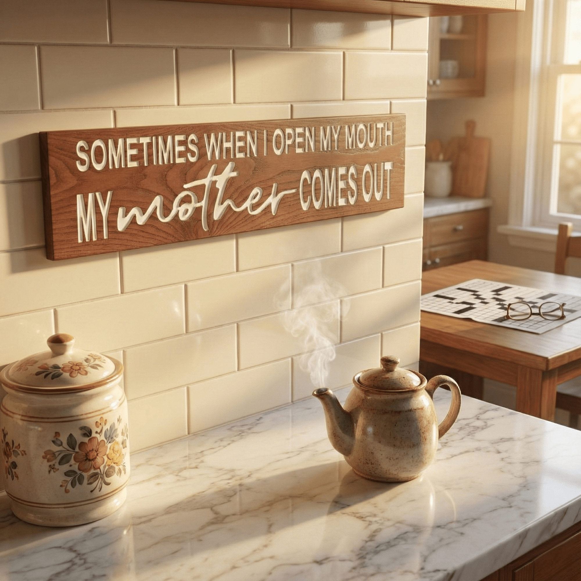 carved-vs-vinyl-wood-sign-comparison - my mother comes out carved wood sign by Bluegrass Gifts, handmade in Kentucky