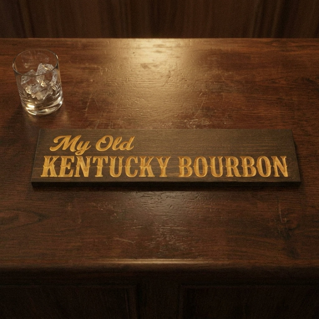 Pub Decor — My Old Kentucky Bourbon Carved Wood Sign