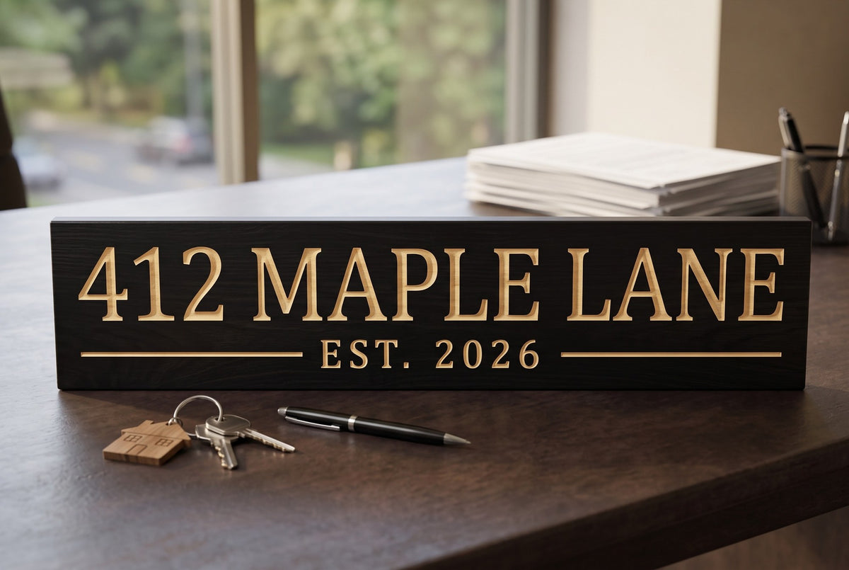 Personalized house address sign as a closing gift