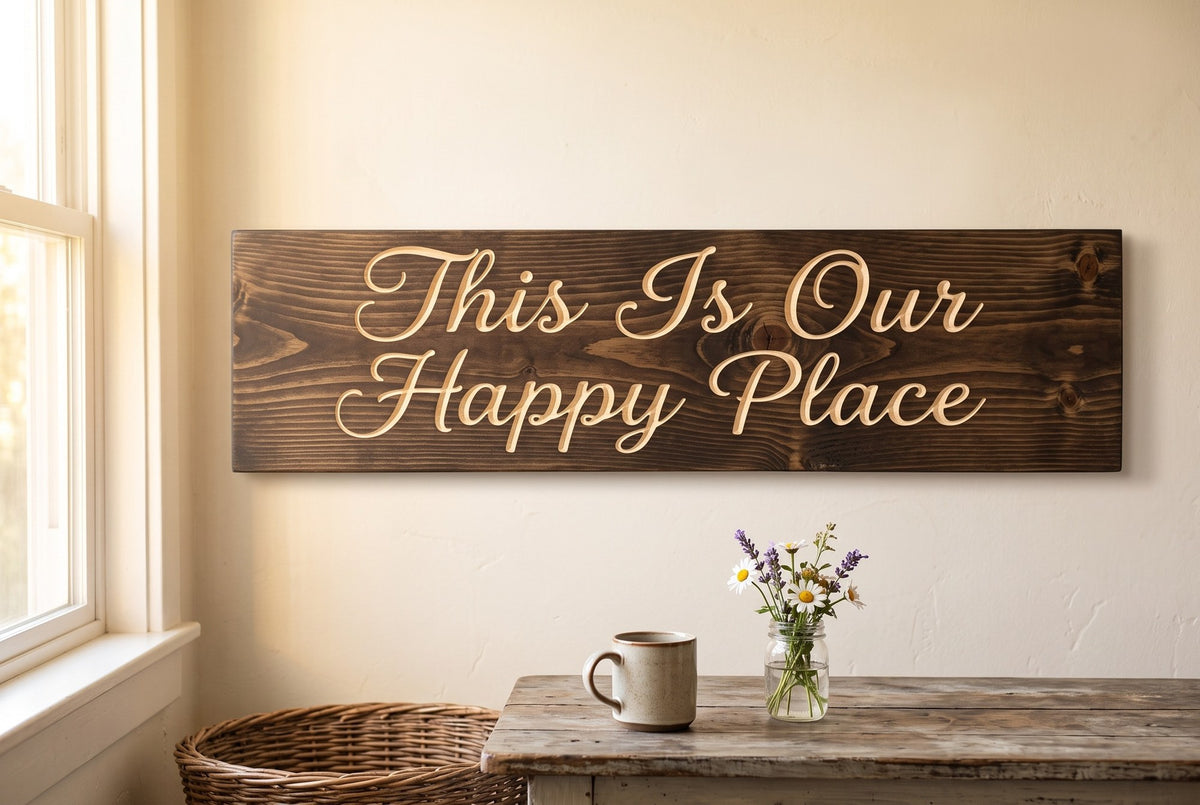 This Is Our Happy Place hanging in a home