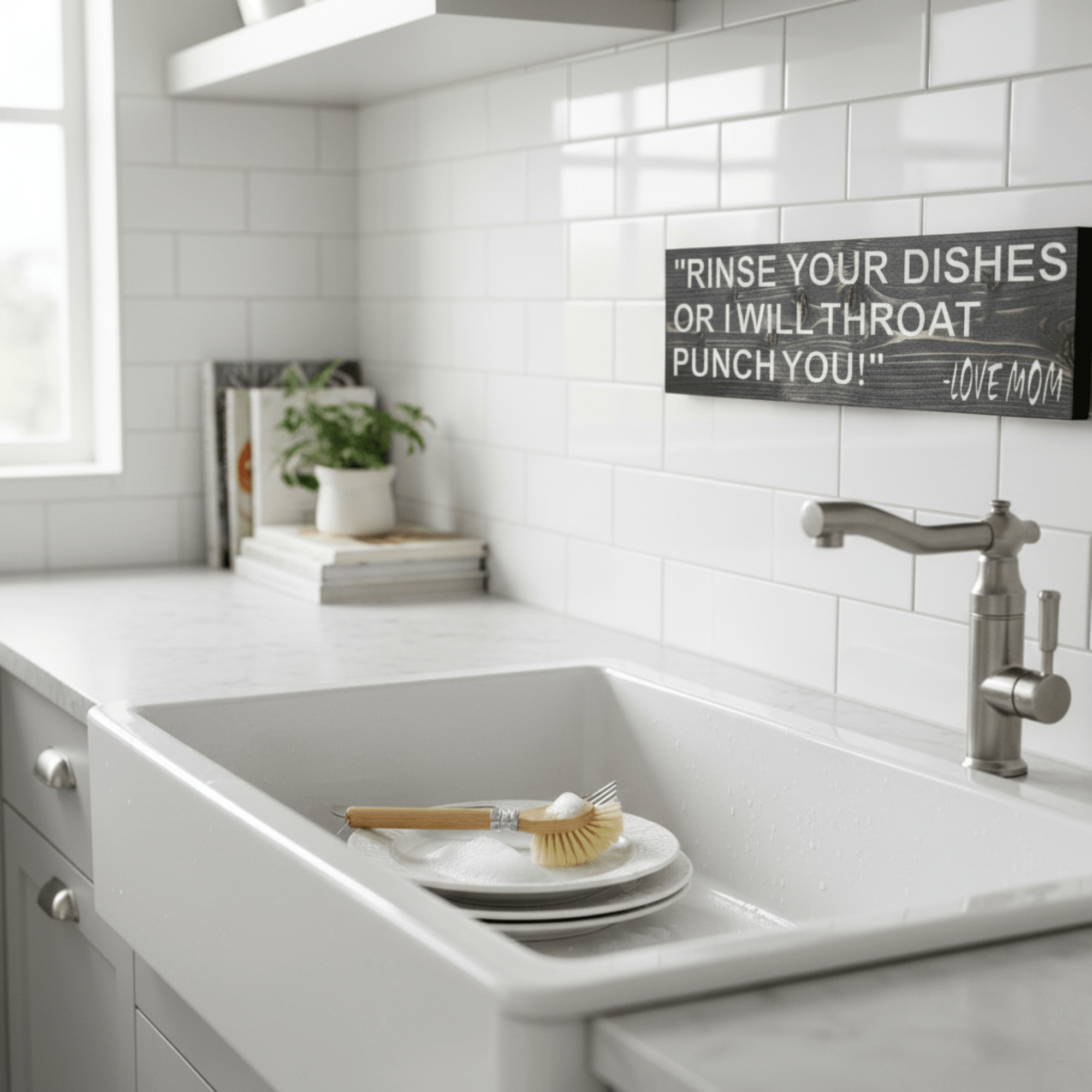 color-finishes-rinse-dishes-throat-punch-sign - rinse your dishes or i wood sign by Bluegrass Gifts, handmade in Kentucky
