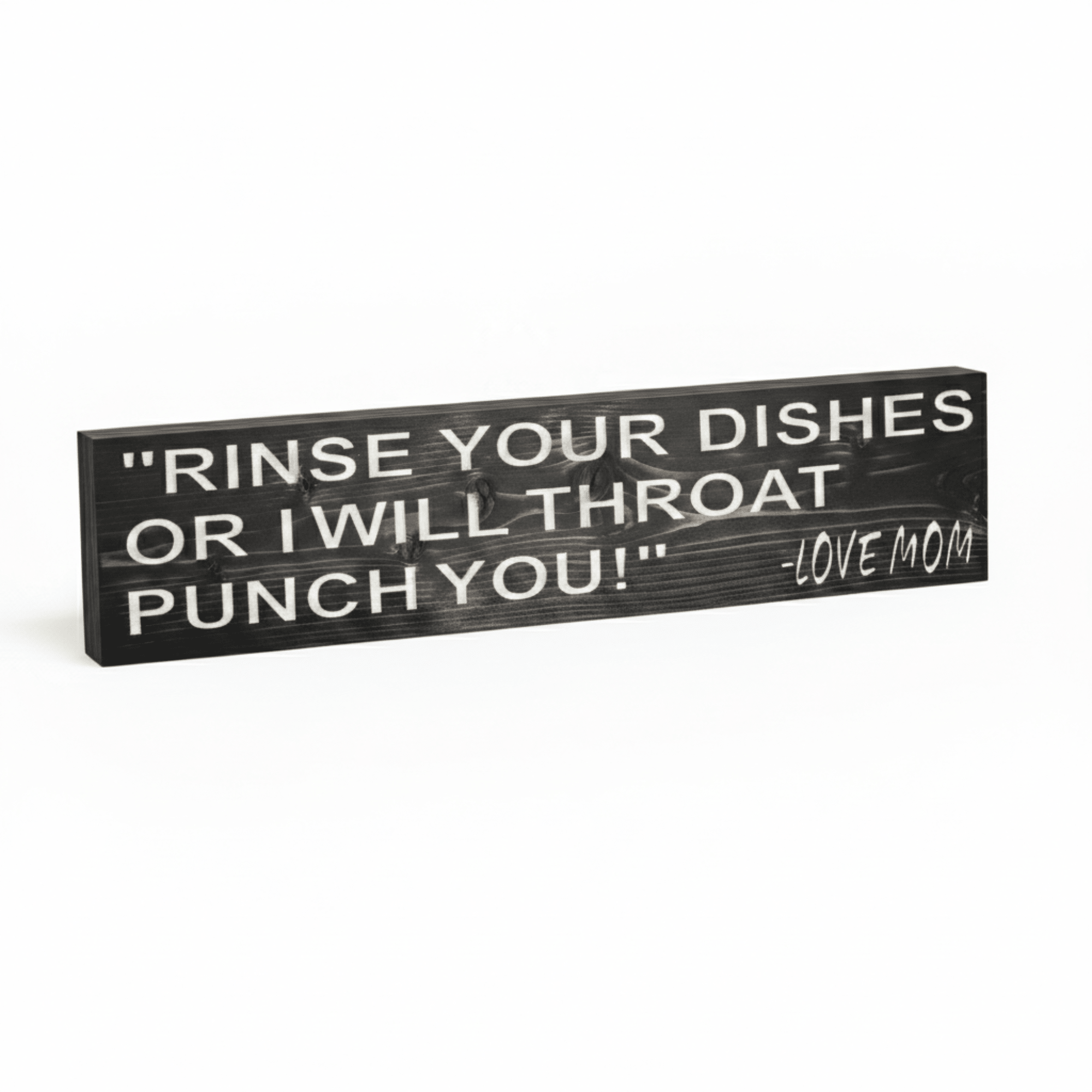 detail-carved-text-rinse-dishes-throat-punch - rinse your dishes or i wood sign by Bluegrass Gifts, handmade in Kentucky