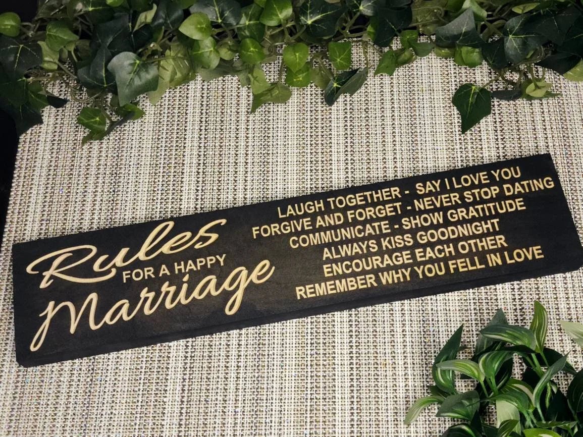 rules for a happy marriage wood sign - anniversary gift for couple - CNC-carved by Bluegrass Gifts