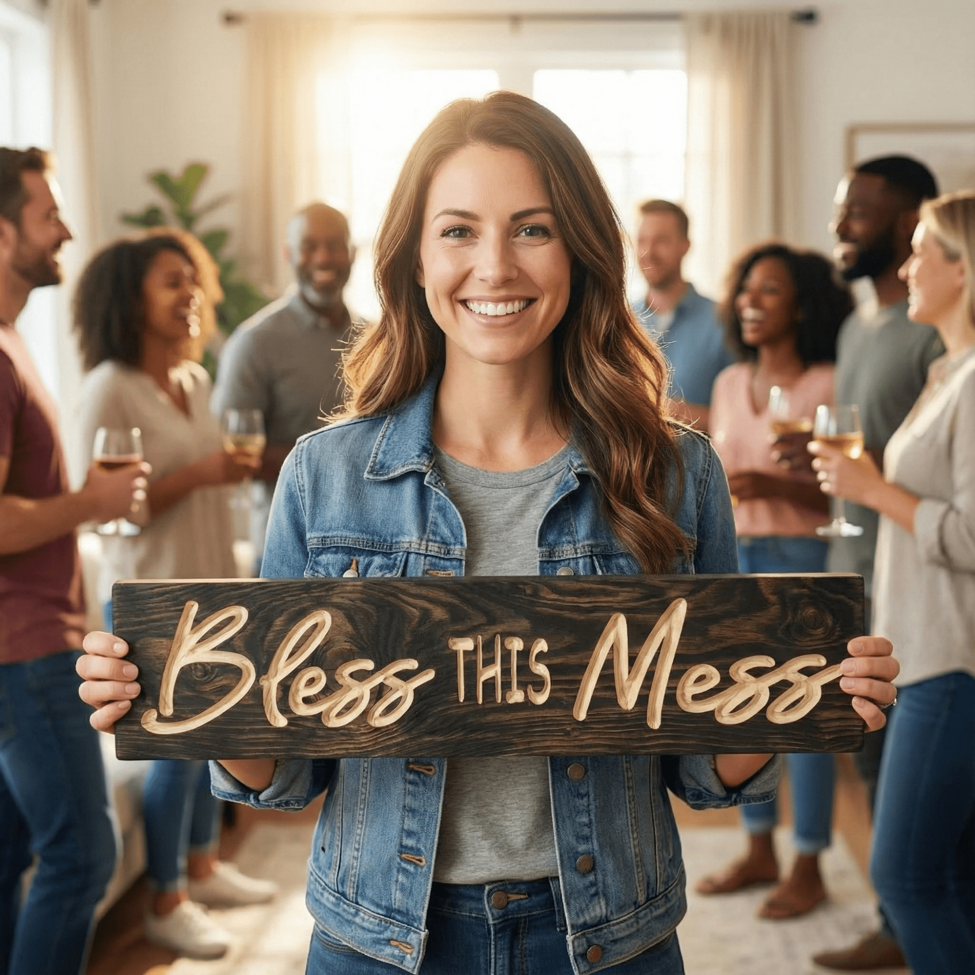 custom-sign-stain-color-options-stack - rustic bless this mess carved wood sign by Bluegrass Gifts, handmade in Kentucky