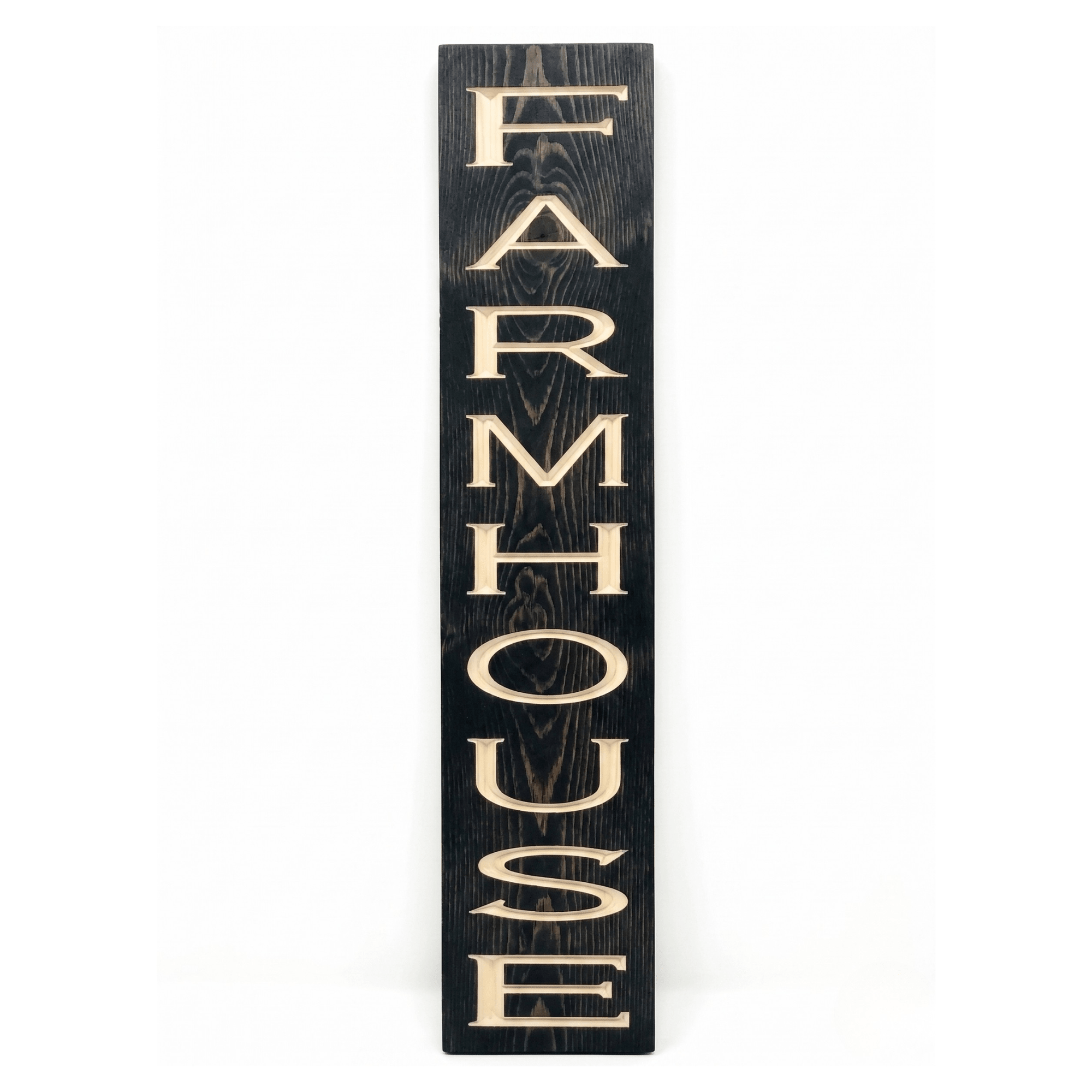 Wood Word Signs — FARMHOUSE Rustic Carved Letter Sign – carved wood sign – Bluegrass Gifts