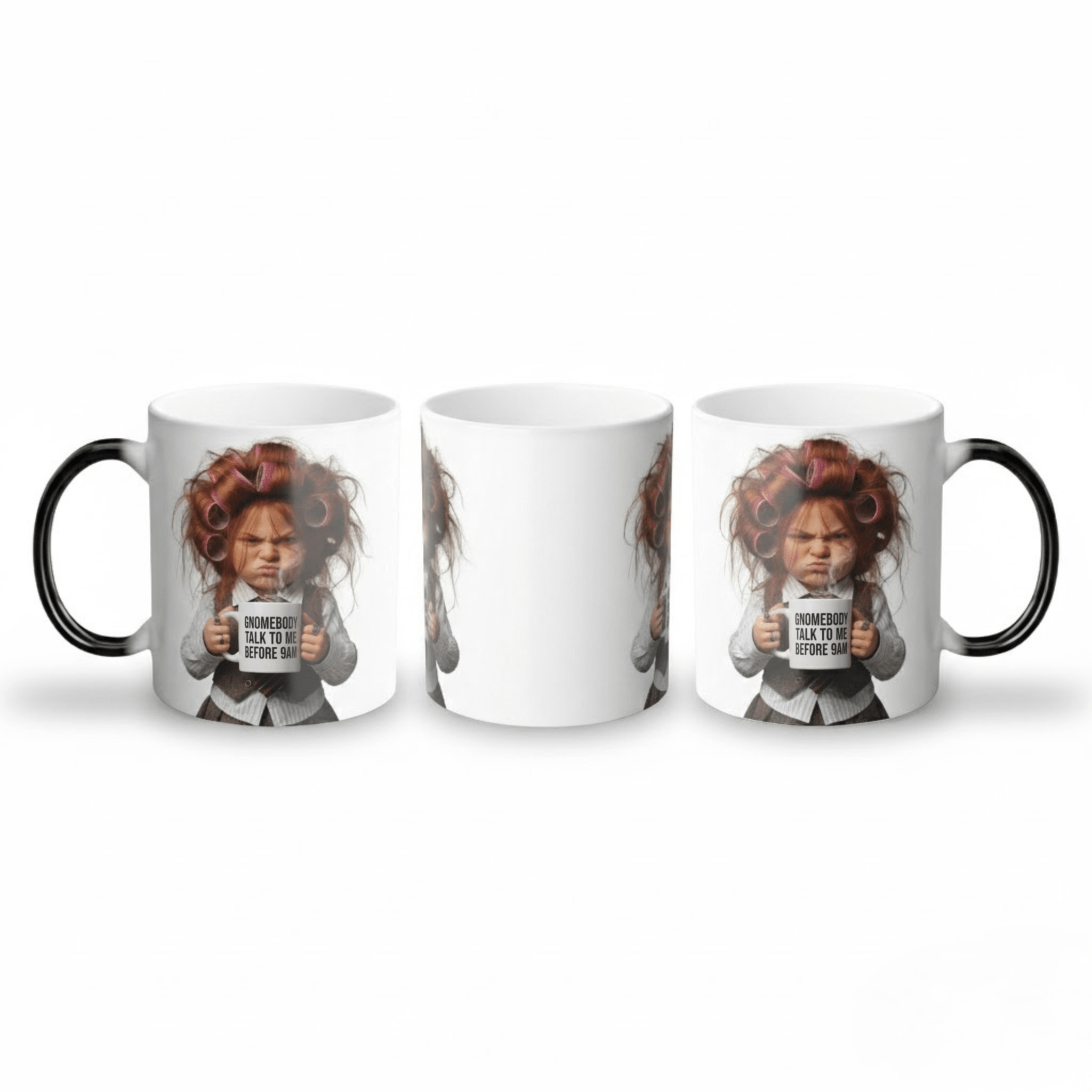 Sassy Gnomebody Talk To Me Before 9AM Magic Mug - heat activated color change video by Bluegrass Gifts