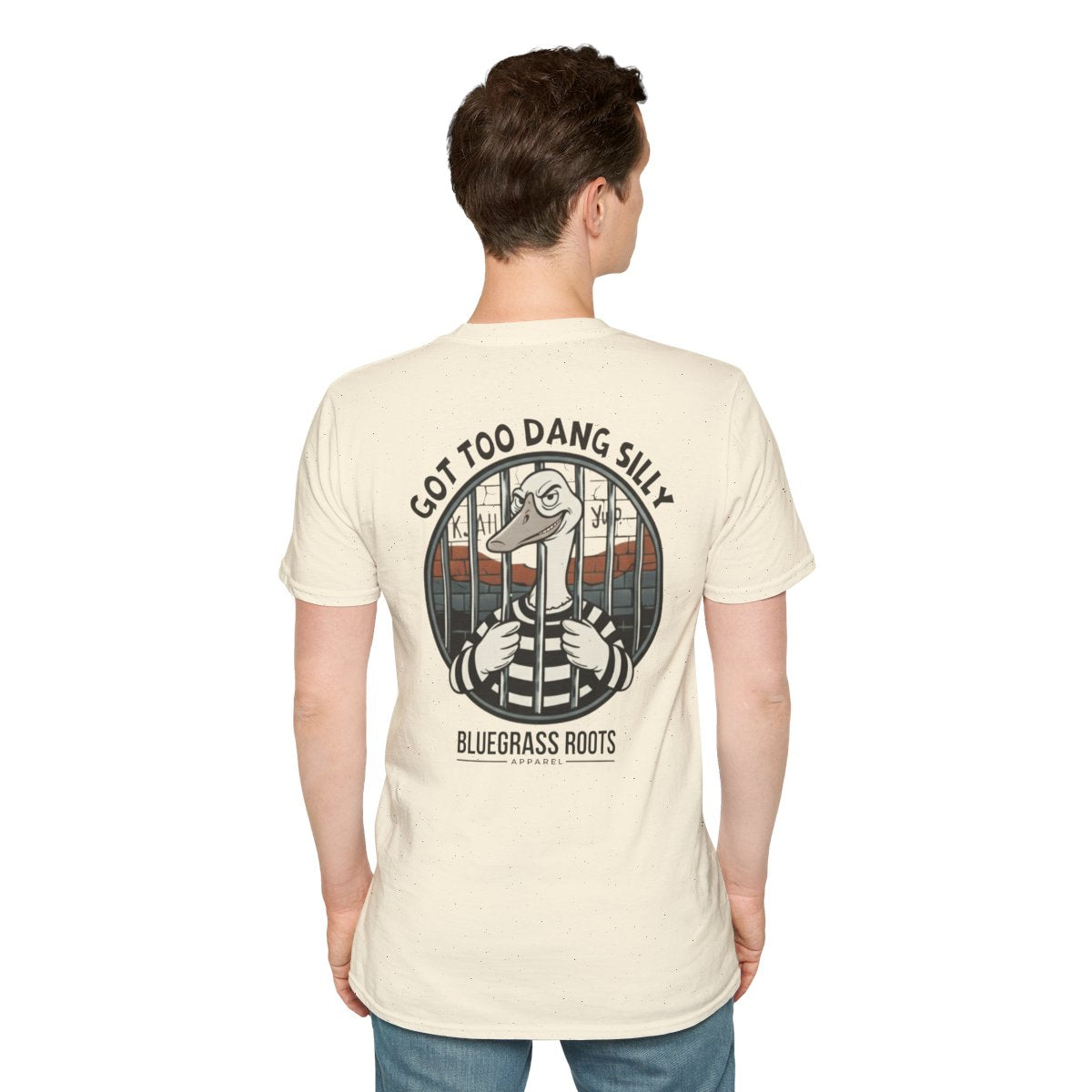Silly Goose Shirt — "Got Too Dang Silly" Graphic Tee in Natural