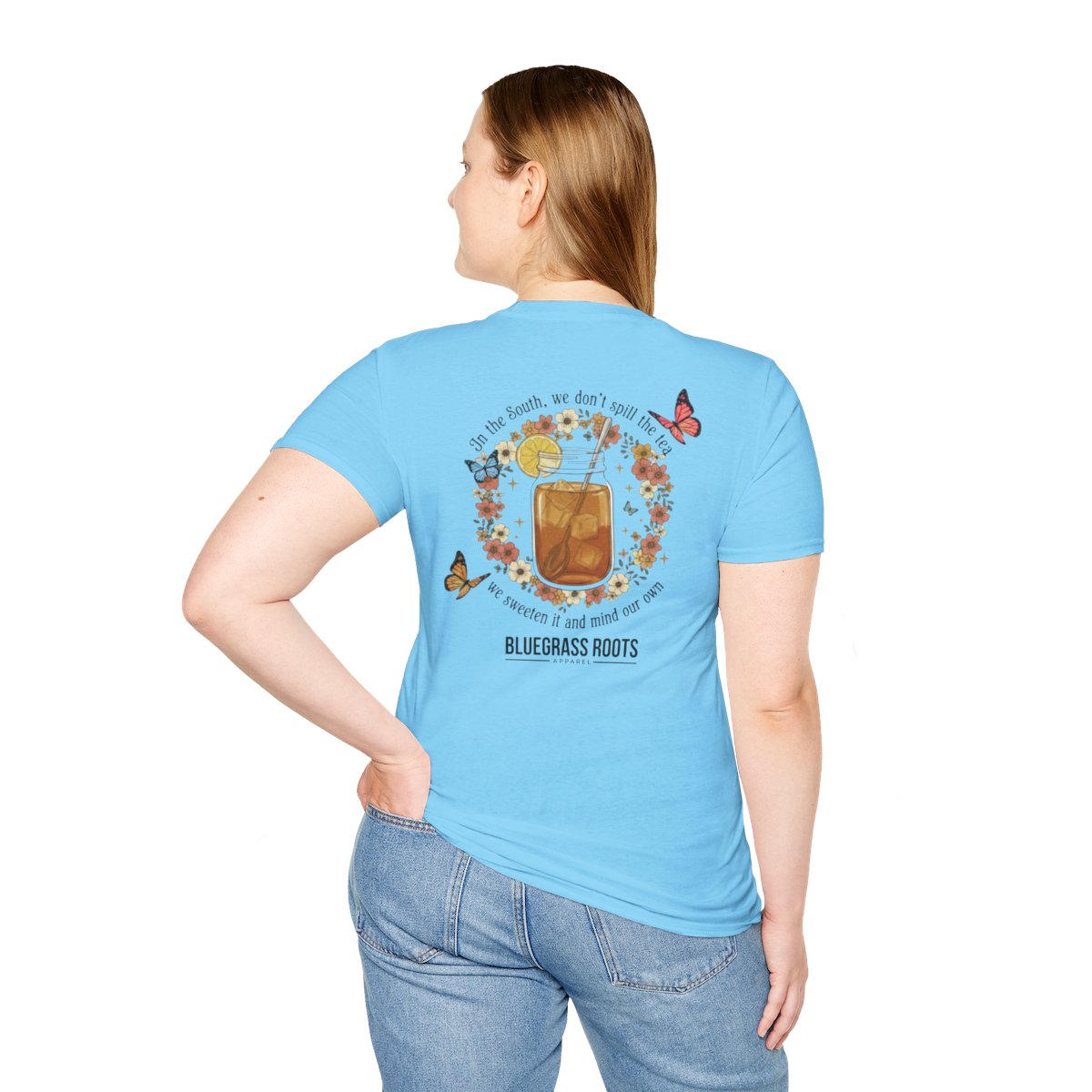 Sweet Tea Shirt — "Sweeten the Tea" Mason Jar Graphic Tee in Sky