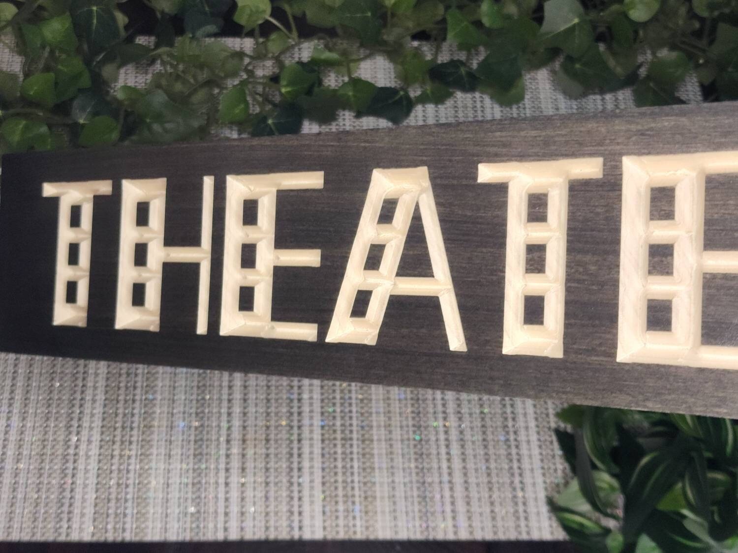 theater wood sign - man cave sign - CNC-carved by Bluegrass Gifts