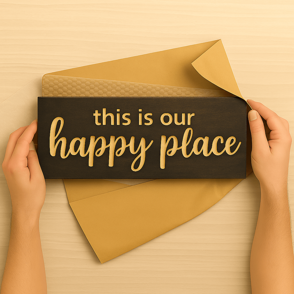 happy-place-sign-couple-gift-photo - this is our happy place wood sign by Bluegrass Gifts, handmade in Kentucky