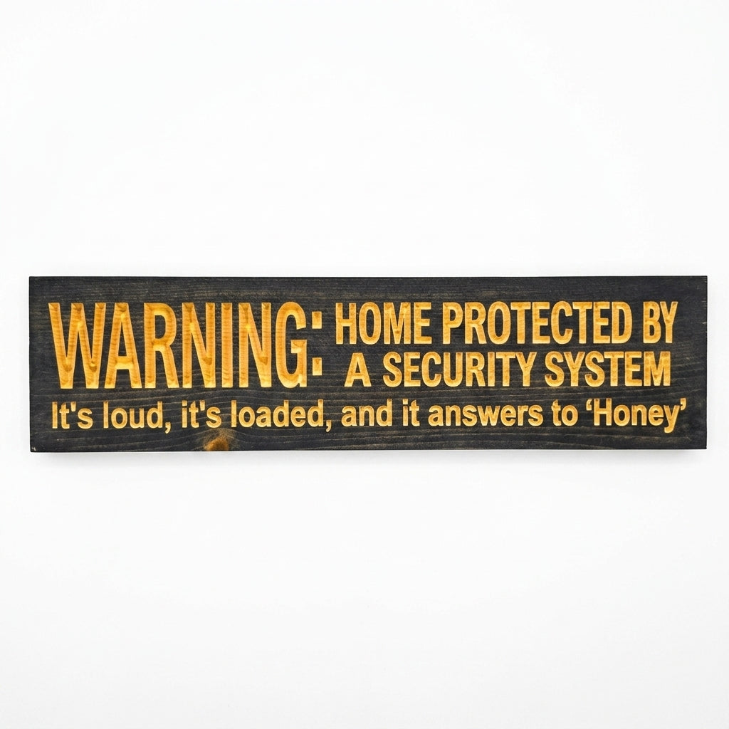 Funny Security Sign — It's Loud, It's Loaded, Answers To Honey — carved wood sign — Bluegrass Gifts