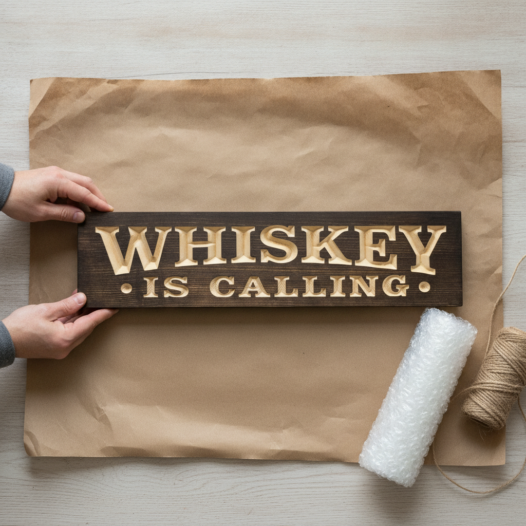 Speakeasy Sign — Whiskey Is Calling Carved Wood — gift-ready packaging — Bluegrass Gifts