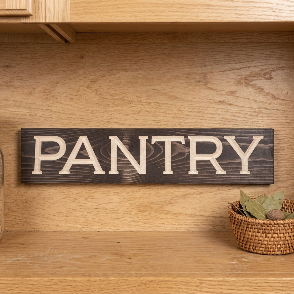 Wooden Pantry Sign — Carved Farmhouse Kitchen Label