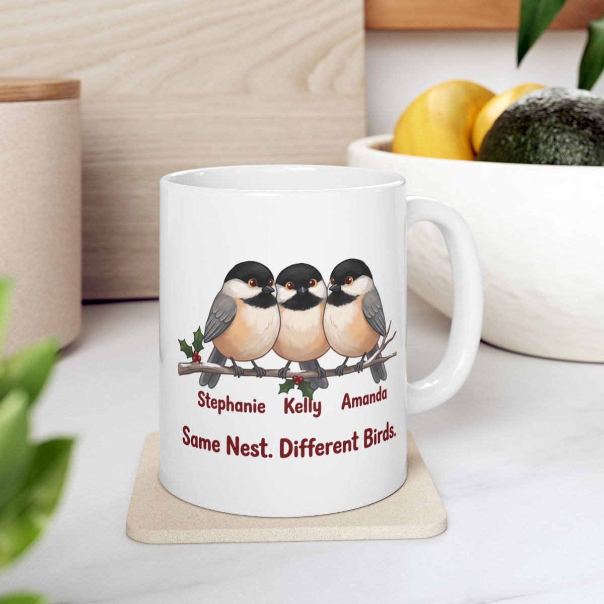 Sisters Mug — Personalized Same Nest Different Birds Mug with 2, 3 or 4 Names