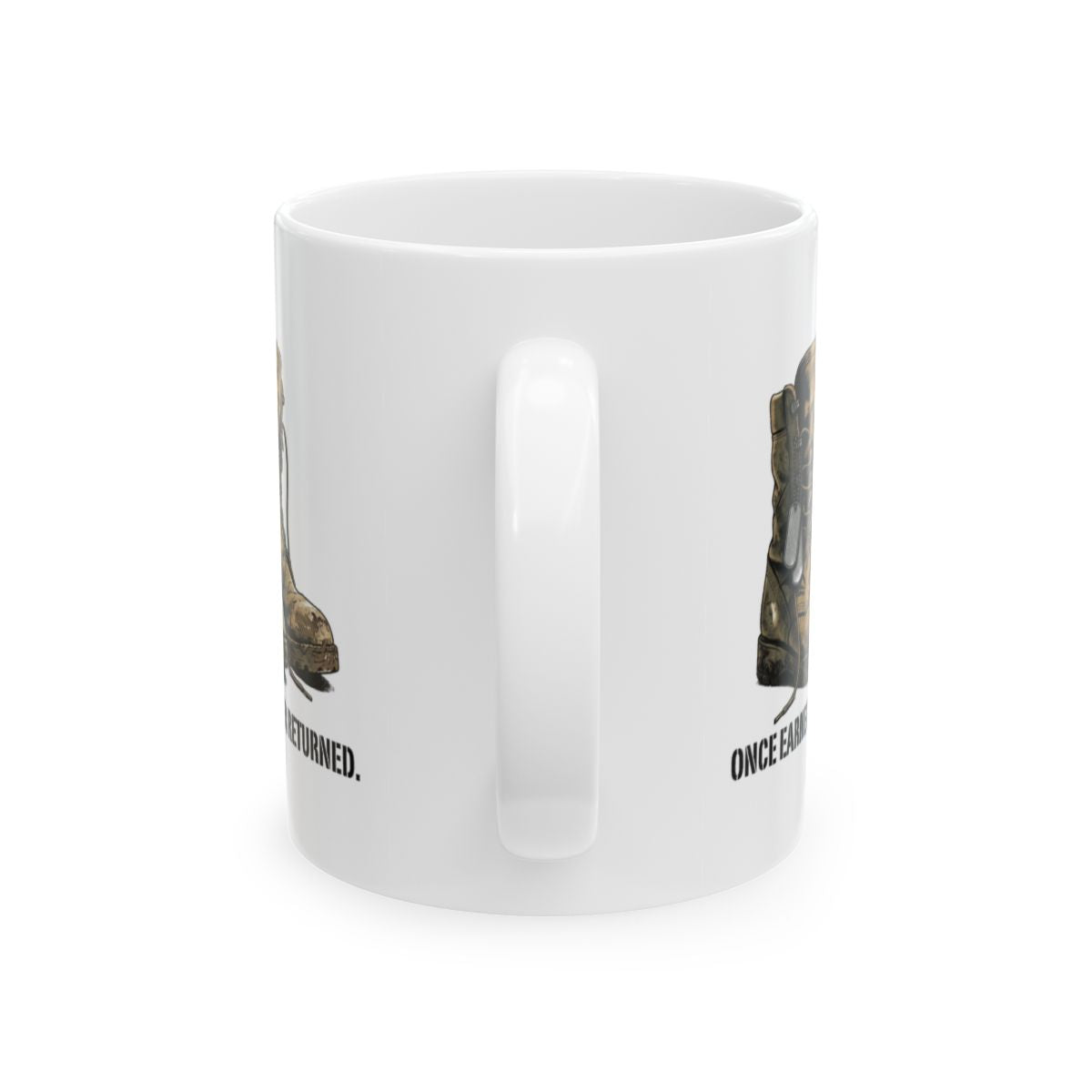 Marine Corps Mug — "Once Earned. Never Returned." Boots & Dog Tags