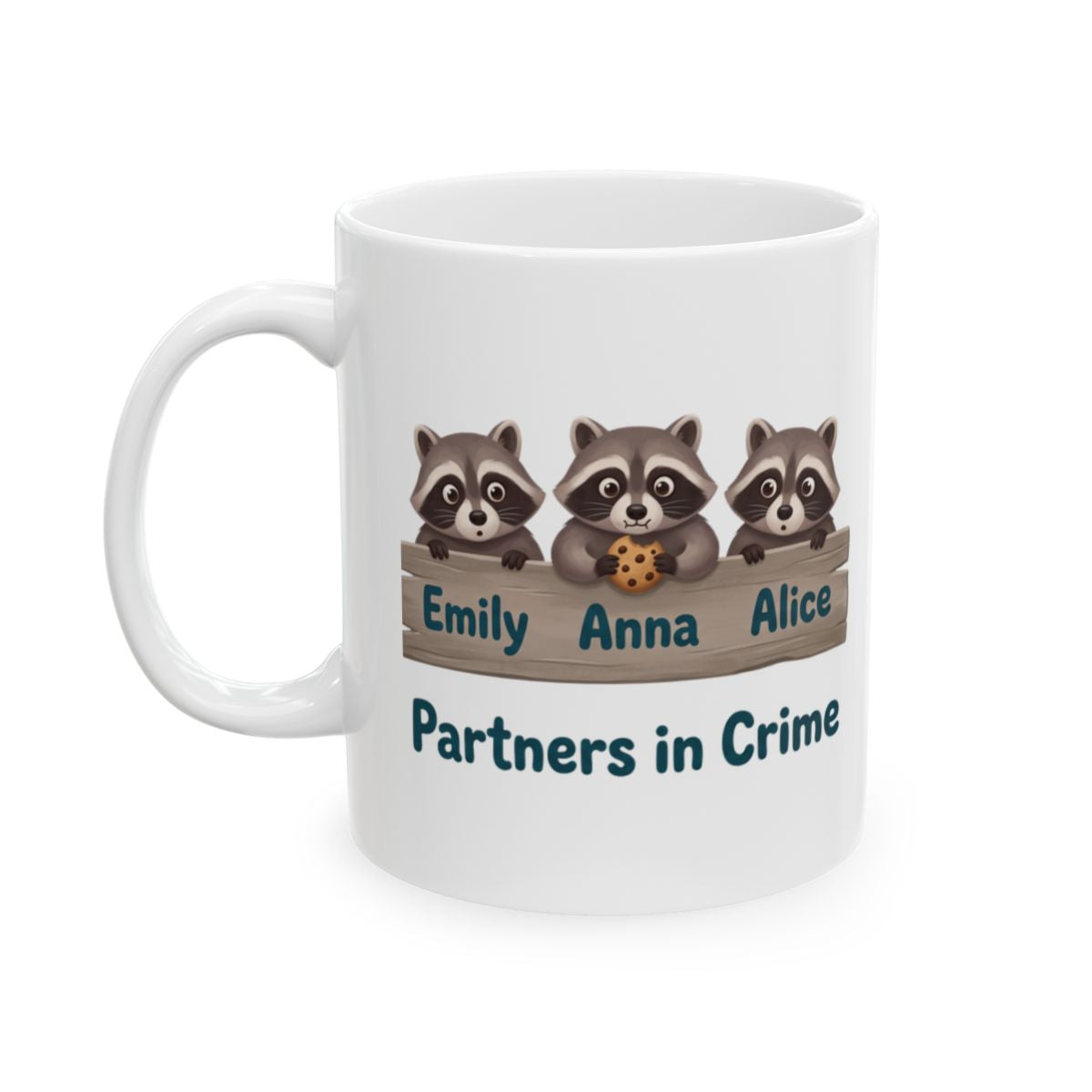 Partners in Crime Mug — Personalized Best Friends Mug with 2, 3 or 4 Names