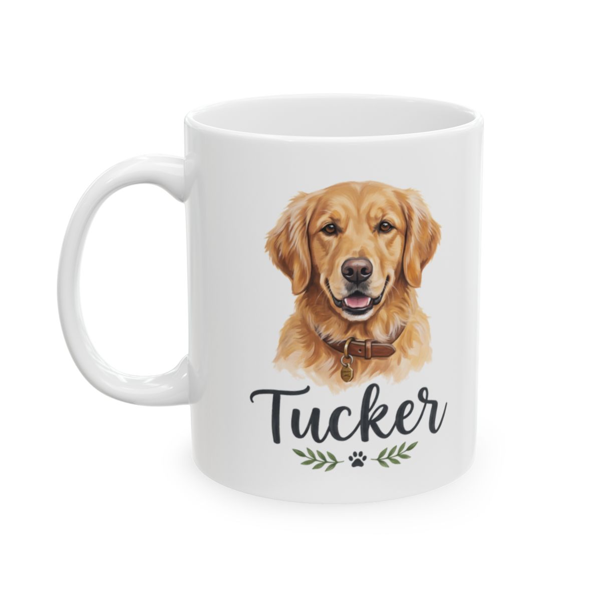 Personalized Dog Mug — Painted Portrait with Your Dog's Name, 20 Breeds