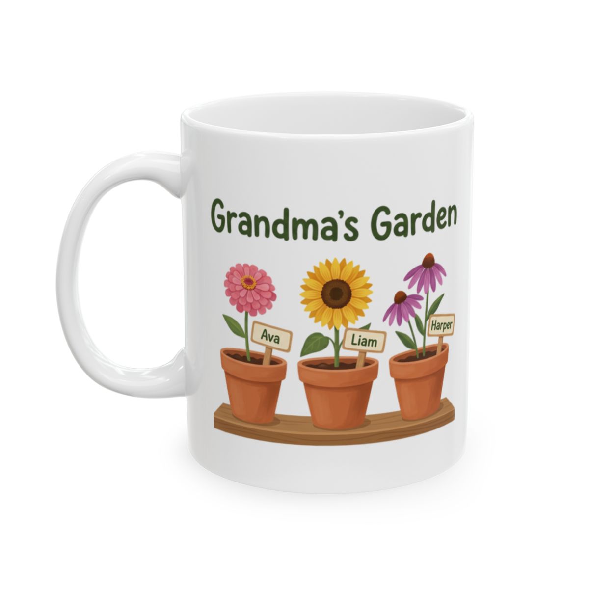 Grandma's Garden Mug — Personalized Grandkids Names Mug, 1 to 6 Names