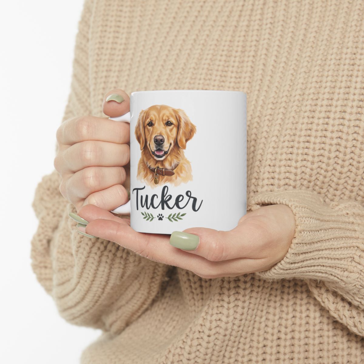Personalized Dog Mug — Painted Portrait with Your Dog's Name, 20 Breeds