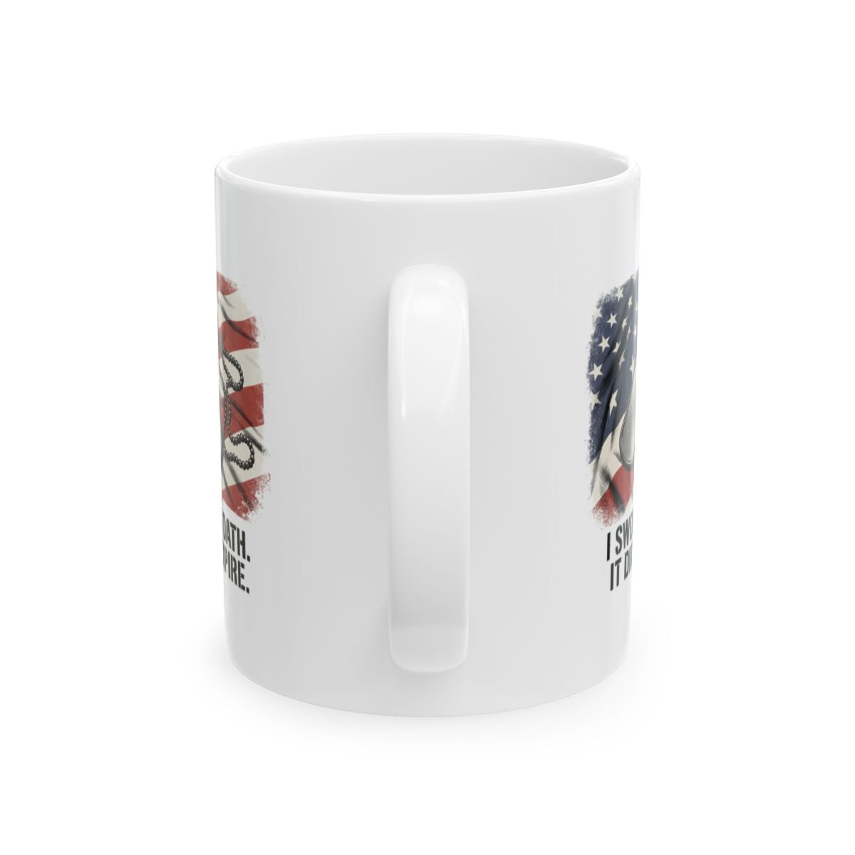 Military Mug — "I Swore an Oath. It Didn't Expire." Dog Tags & Flag