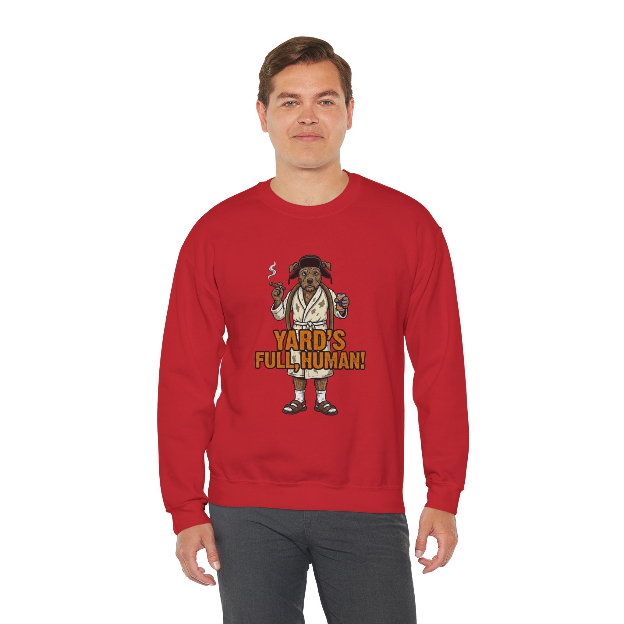 Yards Full, Human Crewneck Sweatshirt - crewneck sweatshirt showcase by Bluegrass Gifts