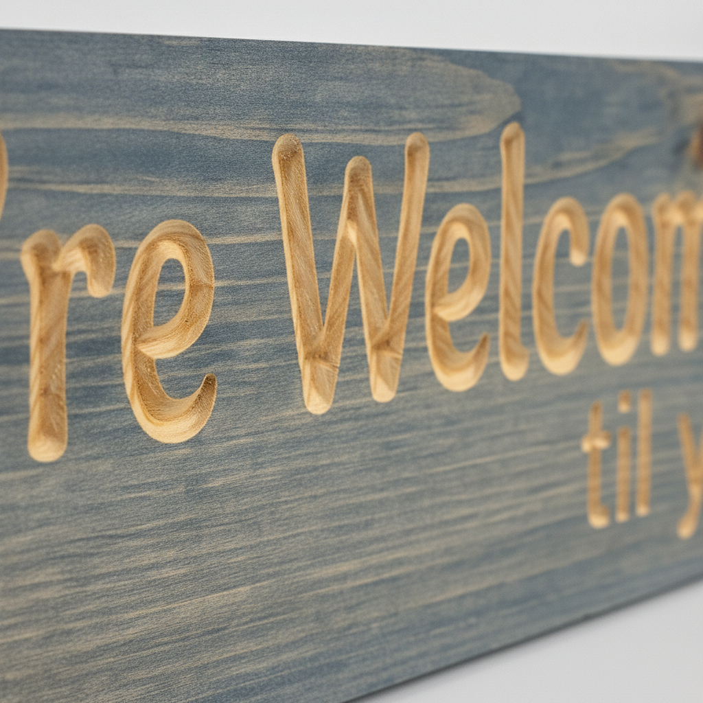 Funny Entryway Sign — You're Welcome Here Til You Ain't — carved lettering detail — Bluegrass Gifts