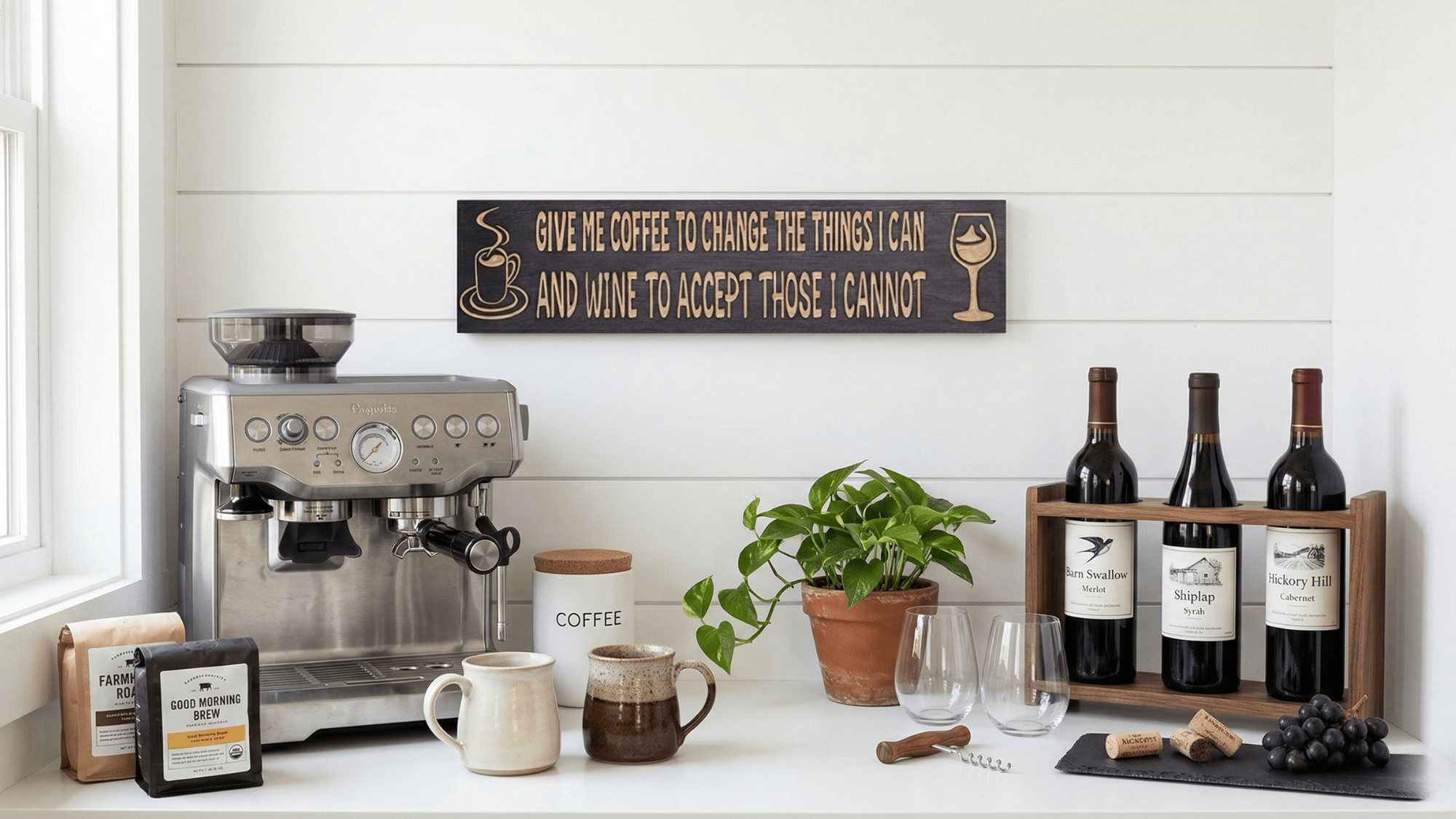 How to Create a Farmhouse Coffee and Wine Bar in a Small Space | Bluegrass Gifts
