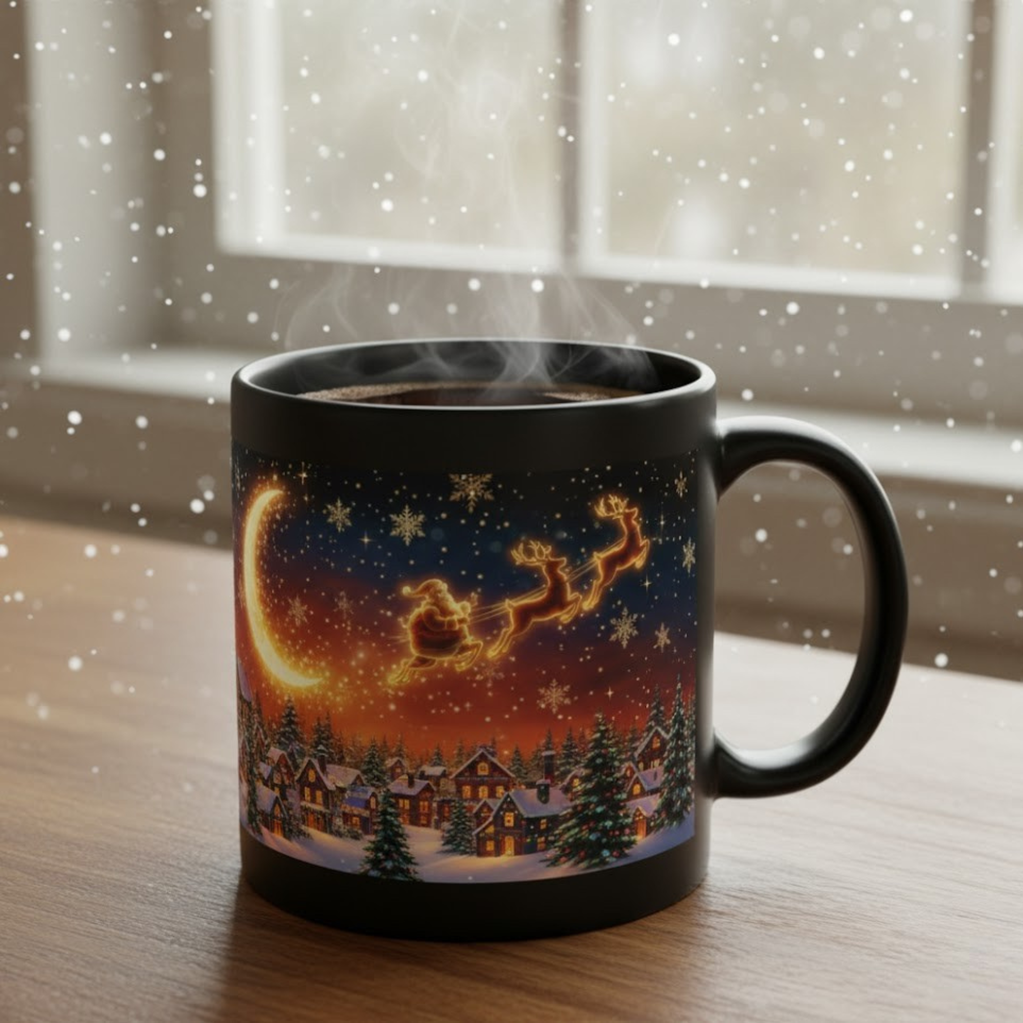 Color changing holiday mugs revealing festive designs for Christmas Halloween Thanksgiving and Easter