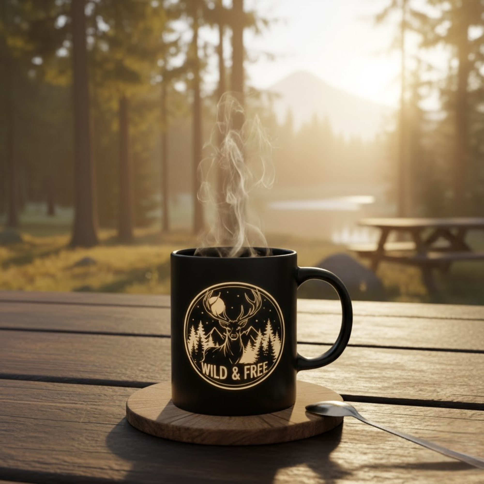 Nature and wildlife magic mug revealing mountain and sunrise design under heat – Bluegrass Gifts