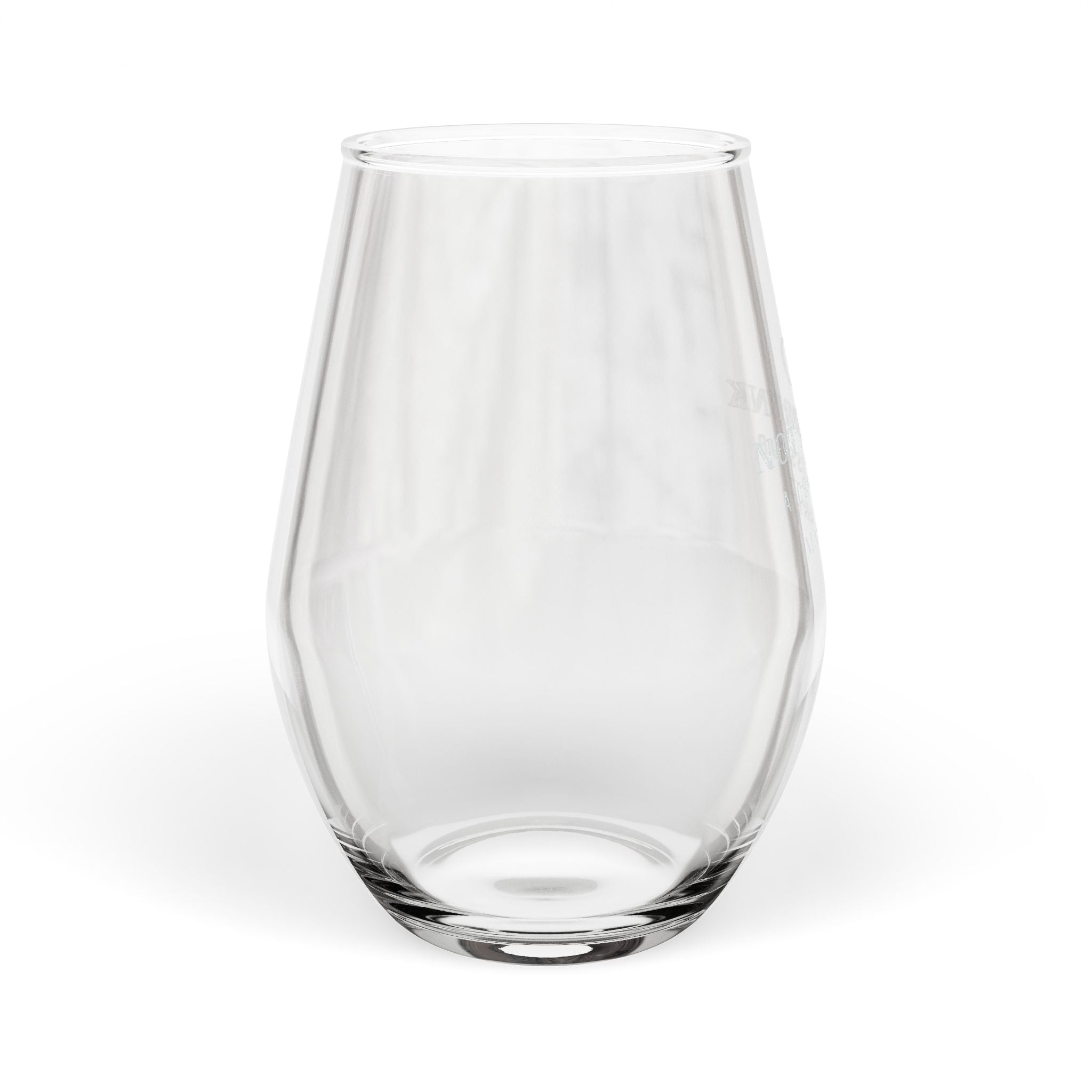 Not a Drunk, a Connoisseur Wine Glass — Personalized Name – engraved stemless wine glass, alternate angle – Bluegrass Gifts