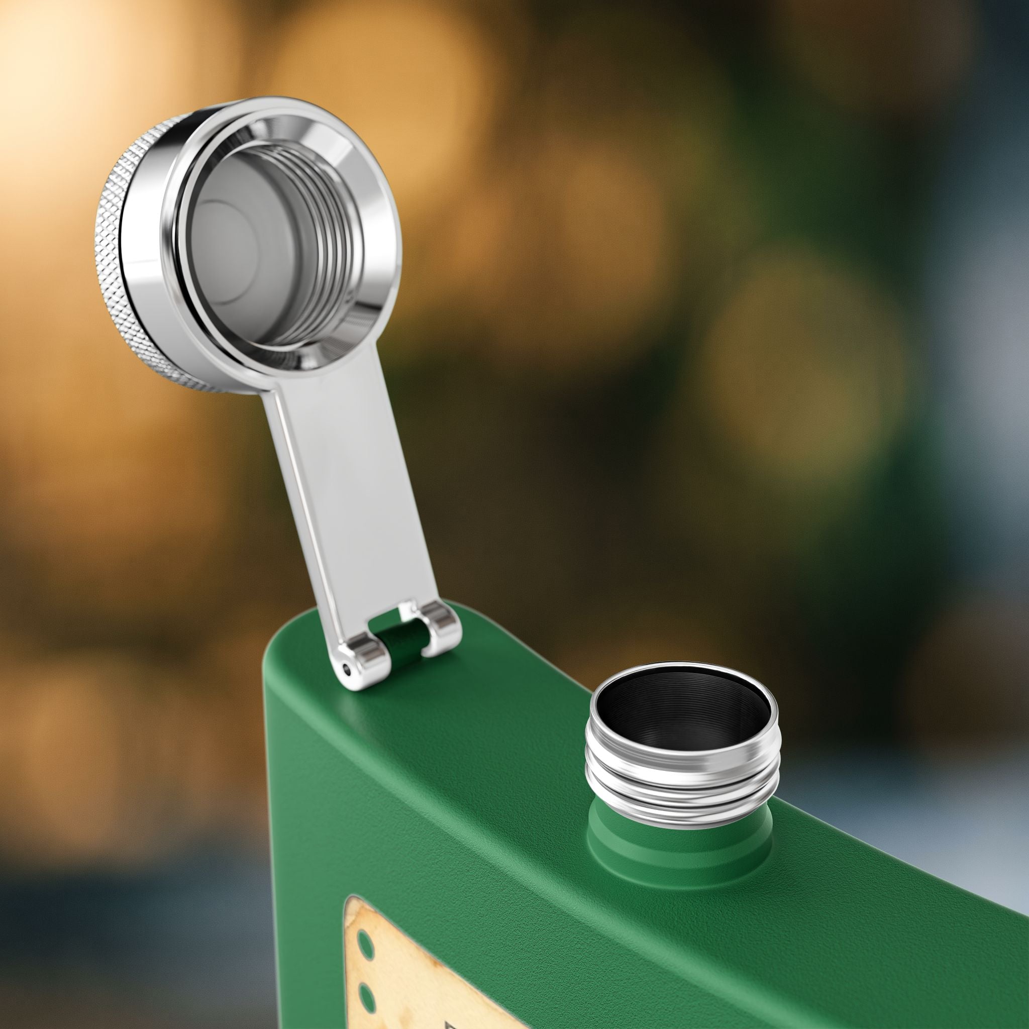 Clocked Out For Good personalized retirement gift flask in Royal — back view