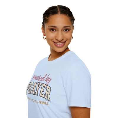 Powered by Prayer varsity shirt