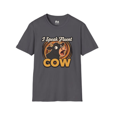 Farmer Shirt — "I Speak Fluent Cow" Funny Cattle Graphic Tee